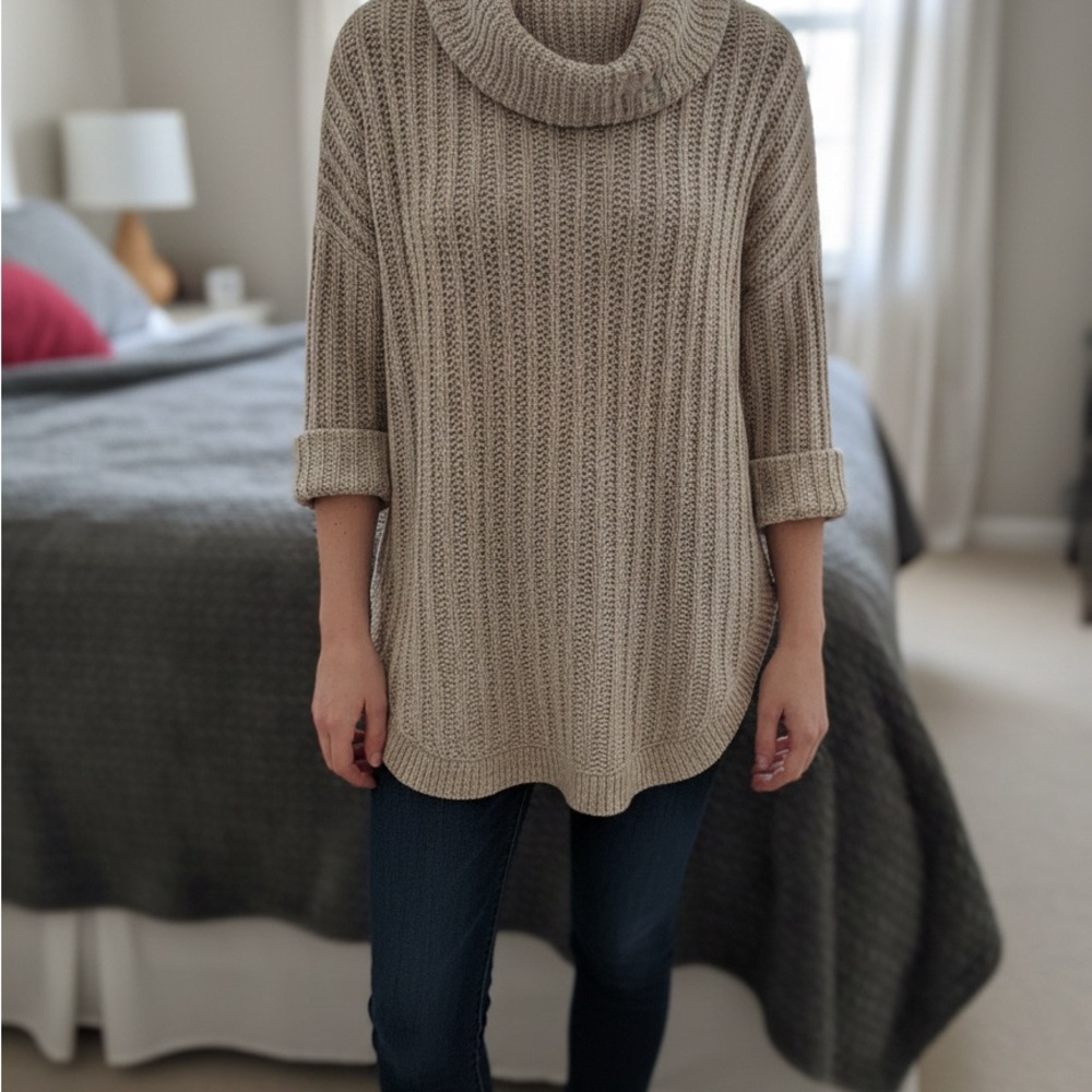 Express Taupe Cowl Neck Sweater